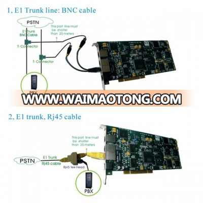 Digital  E1 recording PCI card 30-Channel recording card, digital phones/pbx recording